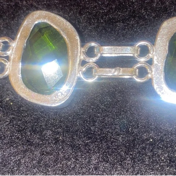 Gorgeous Faceted Green Quartz Handcrafted 925 Bracelet - Picture 10 of 14
